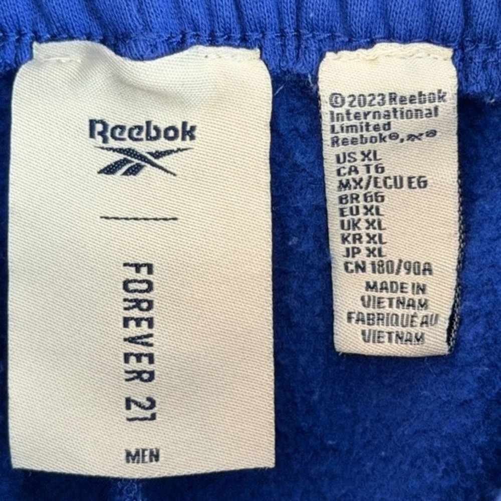 Reebok Forever 21 Mens XL Blue Yellow Snap Button Tear Away Track Pants Joggers
